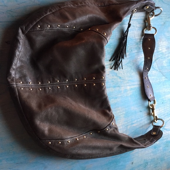 Fossil Handbags - Fossil  leather studded hobo shoulder bag